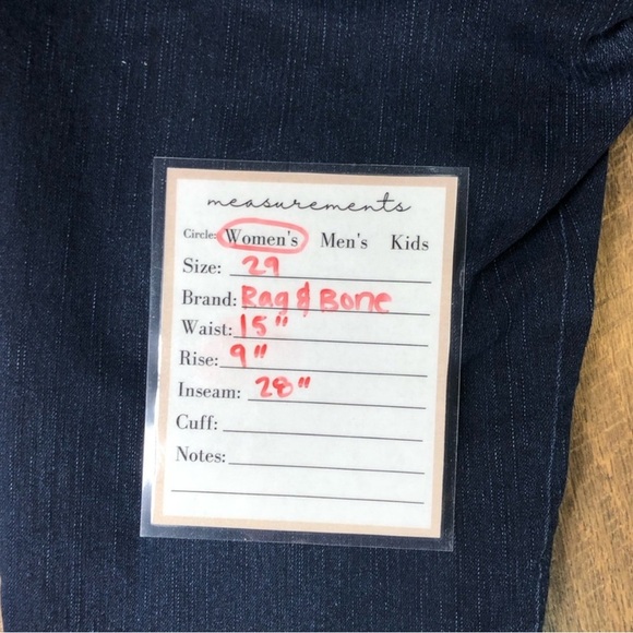 Rag & Bone Ankle Zip Mod Rise Skinny Dark Wash Jeans Size 29 excellent condition - Picture 9 of 9